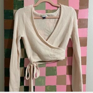 NWOT soft baby pink Wrap Sweater